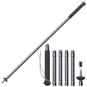 Ski Poles Trekking Camping Ultralight Adjustable Hiking Canes Multifunctional Aluminum Walking Sticks Folding Defense Baton 231116