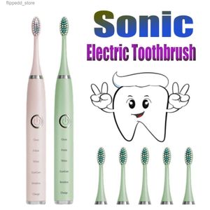 Spazzolino da denti Spazzolino elettrico Sonic per adulti ren- Smart Ultrasonic Dental Whitening Oral Care Beauty Health- Spazzolino da denti sostitutivo Q231117