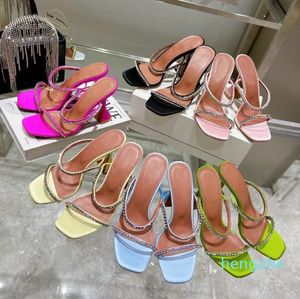 slippers Designer shoes heel Sandal Designer slippers women heels real leather sole silk flower diamond cross chain decoration sunflower woman shoes