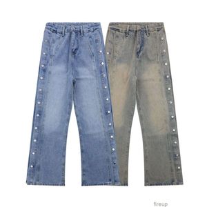 Designer-Freizeithose, Herrenhose, Jogginghose, Galleryes Depts, einreihige Hose mit verwaschener Knopfverzierung, gerader Schlauch, locker sitzende Jeans für Herren und Damen, hohe Stree