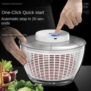 Fruit Vegetable Tools Vegetable Dehydrator Electric Quick Cleaning Dryer Fruit and Vegetable Dry and Wet Separation Draining Salad Spinner Home Gadget 230417