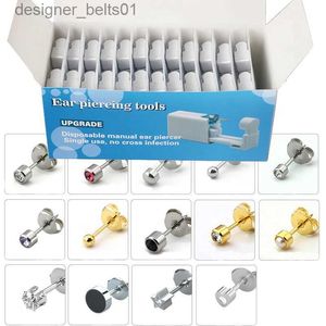 Pistola per piercing all'orecchio con perno Pistola monouso disinfettante per orecchino di sicurezza Kit per piercing Borchie Anello per naso Macchina per piercing Strumento per gioielli per il corpo 17 coloriL231117