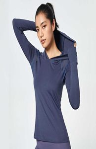 Yoga tops ajuste fino vestido de yoga feminino ponto malha respirável camisa apertada manga longa correndo fitness ginásio roupas femininas ao ar livre hoo7908041