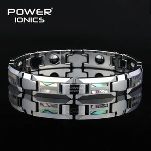 Cuff Power Ionics Bracciale magnetico da uomo di lusso conchiglia naturale che non graffia mai il braccialetto in acciaio al tungsteno per le donne Croce gioielli regali 231116