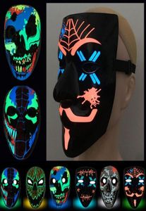 3D LED Lysande mask Halloween Dress Up Props Dance Party Cold Light Strip Ghost Masks Support Anpassning DHL3100128