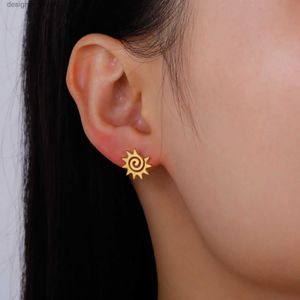Stud Skyrim Spiral Sun Stud Earring Stainless Steel Gold Color Ear Studs for Women Girls Trendy Jewelry Birthday Gift WholesaleL231117