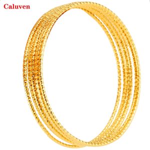 Bangle 2MM 6piece Gold Indian Bracelet African Jewelry Yellow Dubai Womens Wedding Gift 231116