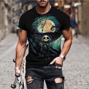 Erkek Tişörtleri 2023 Yaz Erkek Tişört Kişiselleştirilmiş Trendi Korku Kafatası Serisi 3D Dijital Baskı Gündelik Moda Tişörtleri