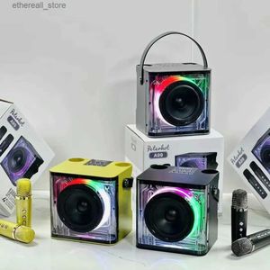 Cell Phone Speakers A99 Transparent Mecha Wireless Microphone Bluetooth Speaker Sound Light Rhythm Subwoofer Cyberpunk Music Center Hands-free Call Q231117