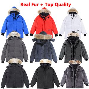 Mens Down Parkas 14 Colors Designer Clothes Top Quality Canada G08 G29 Parka Wyndham Wolf Real Fur Jacket Expedition Womens Coat Winter Ladys 5tpv Cmnk