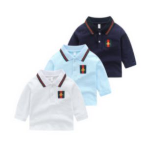 Children Spring Autumn T-shirts Kids Cotton Clothes Turndown Collar Tops Baby Boys Girls Clothing Casual Long Sleeve Shirts BH126