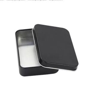 11.5*8.5*2.2cm Storage Boxes Mat Black Rectangle Mint Tin Box Candy Tea Storage Box Case Container Wholesale