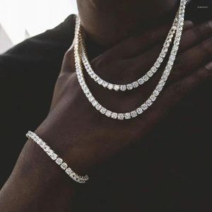 Chains Hiphop Iced Out Bling Cubic Zirconia 5mm Tennis Chain Necklace Gold Silver Color CZ Choker Fashion Men Women Jewelry