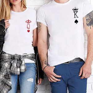 T-shirt da donna stile sexy top estivi da donna T-shirt da lettera Femme Poker stampa manica corta casual coppia T-shirt