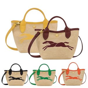 Designer-Umhängekupplung, Strandtaschen, Webkorb, Le Replay, Stroh, Longchamp-Tragetaschen, Mini-Bast-Pochette-Handtasche, Luxus-Damen- und Herren-Berühmte Bucket-Umhängetaschen
