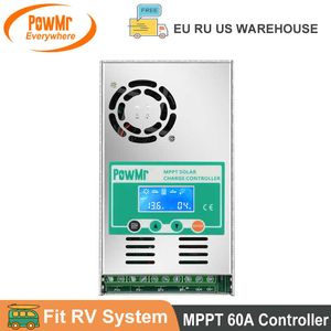 Powmr MPPT 60A LCD太陽充電器コントローラー12V 24V 36V 48V Max 190VDC PV入力鉛酸リチウム電池用適合