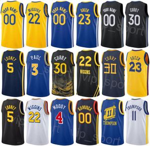 Drukowane Man Kids Basketball City Klay Thompson Jersey 11 Draymond Green 23 Kevon Looney 5 Andrew Wiggins 22 Stephen Curry 30 Chris Paul 3 Oświadczenie klasyczny kolor