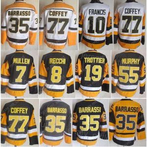 Men Retro Hockey''nhl '' 35 Tom Barrasso Jersey Vintage Classic 77 Paul Coffey 19 Bryan Trottier 8 Mark Recchi 7 Joe Mullen 10 Ron Francis 55 Larry