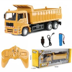 Electric RC Car RC Dump Truck Vehicle Toys For Children Xmas Födelsedagspresenter Gul färg Transportör Engineering Model Beach 231117