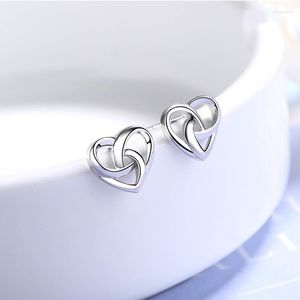 Studörhängen utsökta 925 silvernålsmycken Tiny Heart Cross Seimple Ear Studs minimalistiska för kvinnliga flickor gåvor