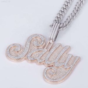 Hip Hop Jewelry Mens Iced Out Custom Letter Silver 10K 14K 18K Gold Plated VVS Moissanite Iced Out Name Pendant