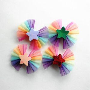 20st Ny baby Barrettes Girls Pu-Leather Stars Lover Heart Hairn Pins Kids Headwear Rainbow Gace Bows Hair Accessories210s