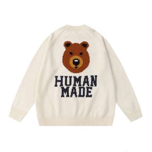 Humanmade Bear Designer Sensters Mens Sweater Hoodie Human Made Made New Letter Brown Bear Jacquard Autumn/Winter Round Neck Sweater الرجال