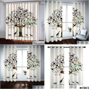 Cortina 2021 3D Cortina Animal Árvore Crianças Quarto Cortinas Moda Moderna KTV Drapes Cortinas Blackout Drop Delivery Home Garden Home Dhkfj