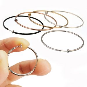 1Pair Punk Women Rounded Big Earrings Fake Spring Clip On Nose Ring Hoop Lip Ring Helix Ring Hoop Fake Ear Ring Accessories EarringsHoop Earrings