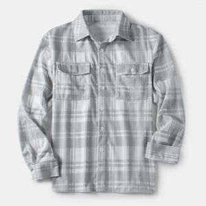 Magliette da uomo Colletto rovesciato stampato primaverile da uomo Manica lunga Camicetta allentata casual Camicia elegante sociale Risvolto bianco Festa