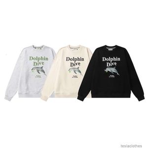 Tasarımcı Hoodie Erkek Sweatshirts Moda Sokak Giyim Doğru Versiyon Kore Waikei Dolphin Dog Sweater Sevimli Gevşek Yuvarlak Boyun Çift Sonbahar Kış Moda Etiket