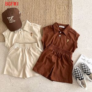 Set di abbigliamento Neonato Estate Abbigliamento per bambini Ragazze Camicia di cotone Pantaloncini a maniche corte Set di due pezzi Abito senza maniche per bambini Abiti da ragazza sottile 230417