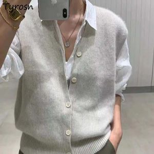 Women's Sweaters S-4XL Sweater Vest Women Clothing Retro Solid Button-up Knit Outwear V-neck Loose-fit Sleeveless Sweaters Lady Japanese Style 231117