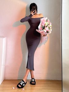 カジュアルドレスファッションスプリングTVVOVVIN 2023 Long-Sleeve Maxi Dress Slim Thin Hip Fishtail Korean Women Robe 12RM