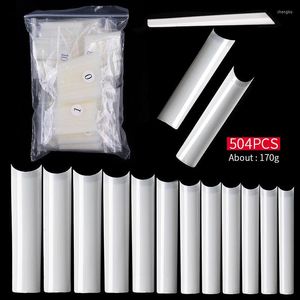 FALSE NAILS 504PCS/BOX XXL RACK STRACT extra lång akryl Nagel Tips Stiletto C Curve Half Cover Artificial Tip Tool