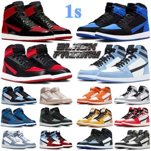 Com a caixa 1 1S Desgner Mens Basketball Shoes Satn criou patente patente desversista azul real remagned palomno cactus jack x fragmento escuro mocha masculina tênis esportivos