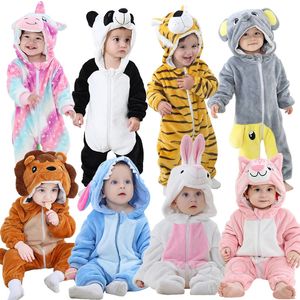 Pijama Kigurumi Anime Onesie Kids Unicorn Pijamalar 1 2 3 4 yıl Ördek Bunny Baykuş Hayvan Cosplay Giysileri Kış Yumuşak Sıcak Çocuklar Pijama 231117