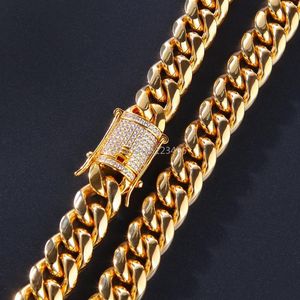 Stainless Steel Cuban Chain Crystal Cubic Zircon Gold Diamond Link Bracelet Necklaces for Men Nightclub Hip Hop Fashion Jewelry Wi2796