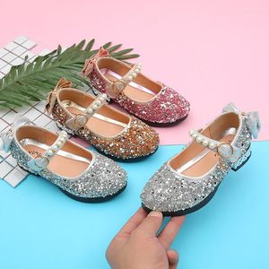 Flache Schuhe Kinder Leder Mädchen Kinder Strass Prinzessin Für Hochzeit Und Party Mädchen Tanzaufführung Gold Silber Rosa