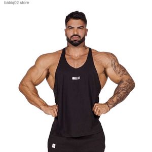 Herrtankstoppar svart kroppsbyggande tank tops män gym fitness bomull ärmlös skjorta stringer singlet manlig sommar avslappnad väst träning kläder t230417