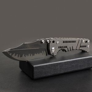 High Quality MB T-1 Strong Tactical Folding Knife Z-wear Black Titanium Coating Stone Wash Blade CNC TC4 Titanium Alloy Handle Pocket Folder Knives with Retail Box