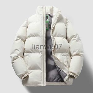 Parkas masculinas unissex casaco de algodão de inverno grosso acolchoado gola pescoço jaqueta de proteção com zíper fecho de manga longa casal casaco ao ar livre J231117