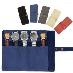 Cajas de relojes, bolsa de lona Vintage, rollo de almacenamiento para collares, organizador suave, pantalla para W/ 5 S, triangulación de envíos