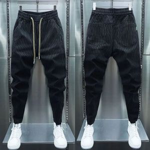 Calças masculinas preto listra jogger sweatpants homens ao ar livre casual magro harem calças streetwear alta qualidade designer calças 231117