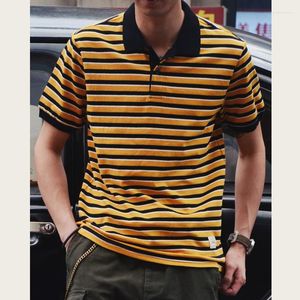 メンズTシャツ夏のファッションメンズコットンストライプTシャツアメリカネイビースタイル高品質の短袖ポロシャツクラシックプルオーバー