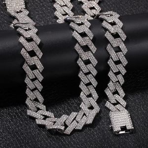 Iced Out Miami Cuban Link Chain Mens Rose Gold Chains Thick Moissanite Chain Necklace Armband Fashion Hip Hop Jewelry211a