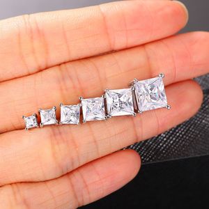 3mm-8mm Men Women Classic Earrings for Gold Plated Shiny Clear CZ Square Stud Earrings Nice Jewelry Gift for Friends