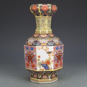 Vaser Jingdezhen Ceramics Ornament Yongzheng Enalj Bulbous Lipped Vase Antique Porcelain Hallway Dried Flower