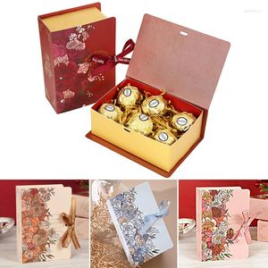 Brocada de presente 1pcs 3d Book Shape Box Kraft Paper Candy Pacote de chocolate