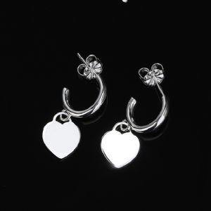 925 Sterling Silver Heart Studs For Women 18K Gold Shining Kryształowe pierścionki ucha Biżuteria do imprezy klasyczne miłosne kolczyki luksusowa marka Inskrypcja Min t tag urok